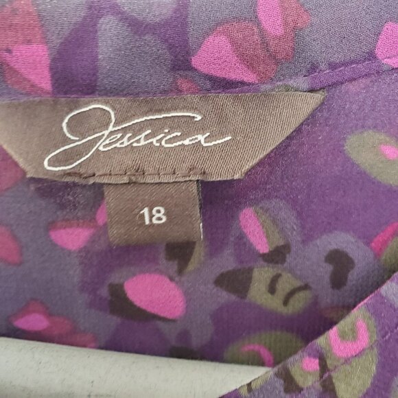 Jessica Art Deco Abstract Pattern Ruffle Front Button Down Blouse - Picture 9 of 11